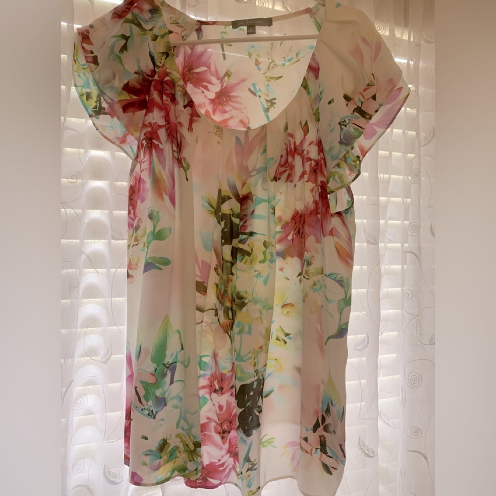 NY COLLECTION satin floral print top